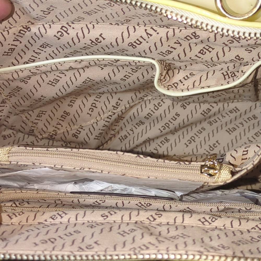 Floral Patent Top-Handle Handbag with Gold Hardware - Pink - Picture 10 of 11